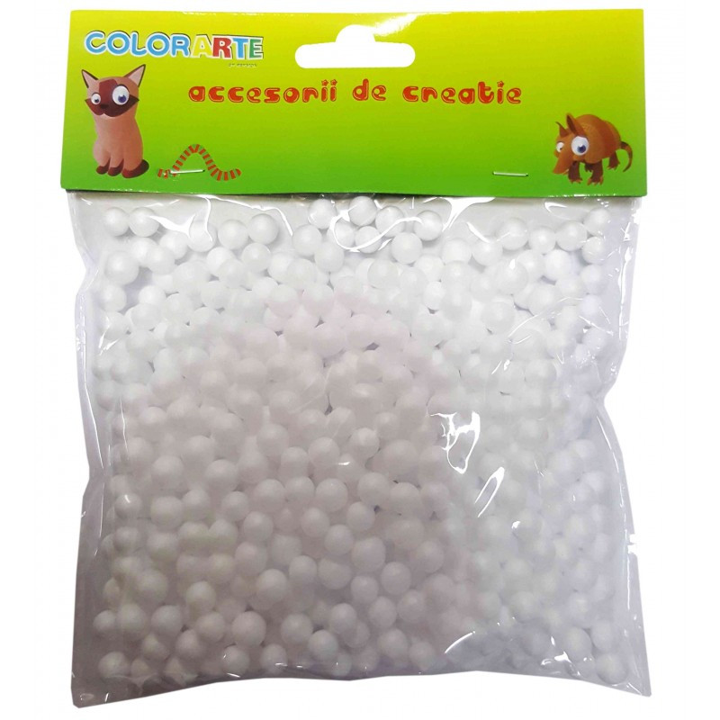 Accesorii creatie - polistiren - bile, alb, 0.5cm, Colorarte, 23166 Accesorii creatie - polistiren - bile, alb, 0.5cm, Colorarte, 23166