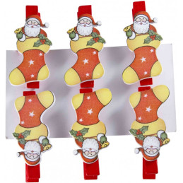 Accesorii creatie - lemn - carlig cizmulita Craciun, colorat, 3.5cm, set 6 buc, Colorarte