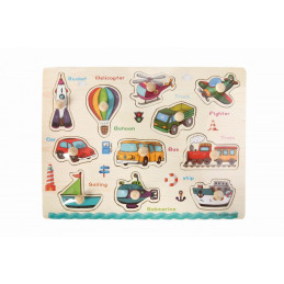 Puzzle lemn educativ - Invata vehicule, 11 piese, 3+ ani, Colorarte, A-3021