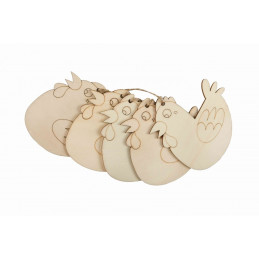 Accesorii creatie - lemn pirogravura - gaina, 7x7cm, set 5 buc, Colorarte