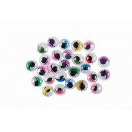 Accesorii creatie - ochisori mari plastic, diverse culori, 10mm, cu gene, set 60 buc, Colorarte