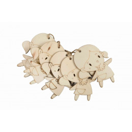 Accesorii creatie - lemn pirogravura - fetita, 7x7cm, set 5 buc, Colorarte