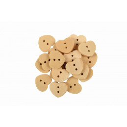 Accesorii creatie - lemn - nasturi inima, natur, 1.5cm, set 18-19 buc, Colorarte