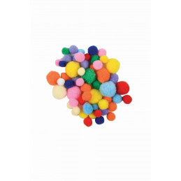 Accesorii creatie - Pom Pom textil, diverse culori, 10-25mm, diverse dimensiuni, set 60 buc, Colorarte, 33620