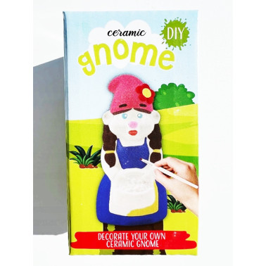 Figurina din ceramica pentru pictat Gnom fată + 4 culori si pensula
