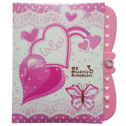 Jurnal CNX Love you MS03018, 11x15cm, 128 pagini, coperta carton roz, cu cifru