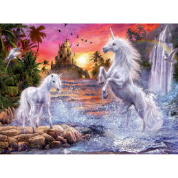 Puzzle unicorni la rau 500 piese starline lumineaza in intuneric