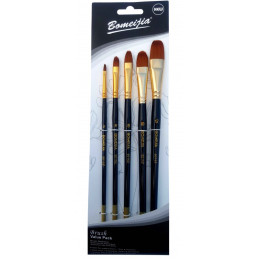 Pensula Cnx Bomeijia A5015Z, varf nylon semirotund, nr. 2,6,8,10,12, set 5 buc
