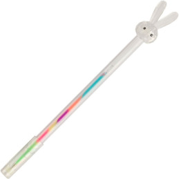 Pix cu gel CNX GP254-48, 0.8mm, cu capac, corp transparent, scris neon multicolor, model iepure