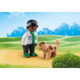 Playmobil - 1.2.3 Veterinar Cu Catel