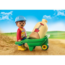 Playmobil - 1.2.3 Muncitor Cu Roaba