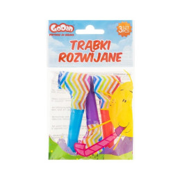 Fluiere din hartie GoDan Party, hartie, diverse culori, 204529, set 3 buc