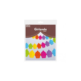 Ghirlanda decorativa GoDan Party Colored Cupcakes, 360x13.1x18cm, diverse culori, 405551
