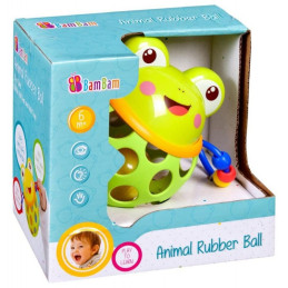 Jucarie bebelusi - minge broscuta, cauciuc moale - Bam Bam 383721, 6+ luni