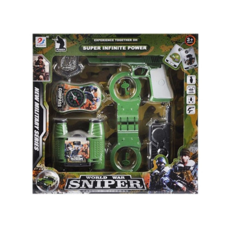 Set militar - World war sniper - pistol + accesorii,cu sunete, MegaCreative 462484, 3+ ani