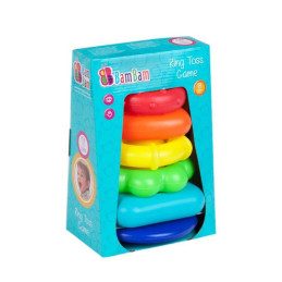 Jucarie bebelusi de contruit - piramida, cu suport si forme colorate - Bam Bam 453673, 18+ luni