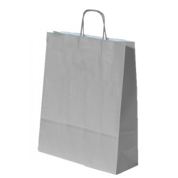 Punga cadou Papiroti 16255, A3, 32x41x12cm, 100g/mp, argintie, manere din hartie rasucita