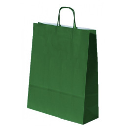 Punga cadou Papiroti 91718 / 91747, A3, 32x41x12cm, 100g/mp, verde inchis, manere din hartie rasucita