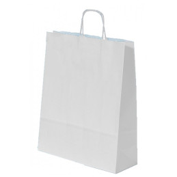 Punga cadou Papiroti 97718, A3, 32x41x12cm, 100g/mp, alba, manere din hartie rasucita
