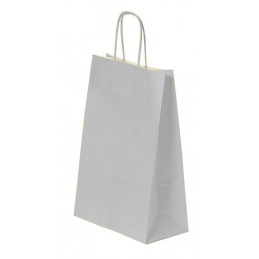Punga cadou Papiroti 16253 / 00523, A4, 22x31x10cm, 90g/mp, argintie, manere din hartie rasucita