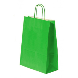 Punga cadou Papiroti 04534 / 00549, B4, 26x35x12cm, 90g/mp, verde, manere din hartie rasucita