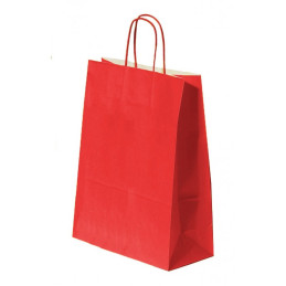 Punga cadou Papiroti 04632 / 00559, B4, 26x35x12cm, 90g/mp, rosie, manere din hartie rasucita