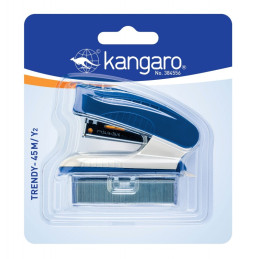 Capsator Kangaro TRENDY-45M/Y2, 24/6, 15 coli, albastru, blister (+ capse  24/6)