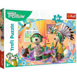 Puzzle carton 24 piese Trefl Maxi - Treflikow-Rodzina - sa ne distram impreuna, 14319 / 459451, 3+ ani
