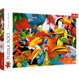 Puzzle carton 500 piese Trefl Pasari colorate, 37328, 10+ ani