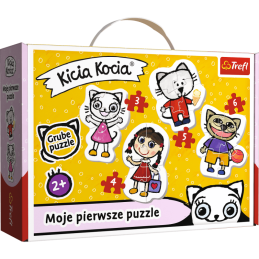 Puzzle carton 4in1 3-6 piese Trefl Kicia Kocia - set 4x personaje, 36088, 2+ ani