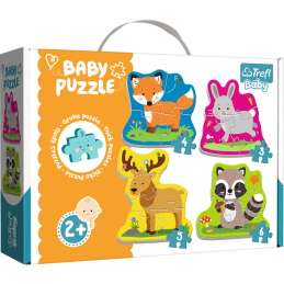Puzzle carton 4in1 3-6 piese Trefl Baby - Animale salbatice, set 4x, 36077 / 412622, 2+ ani