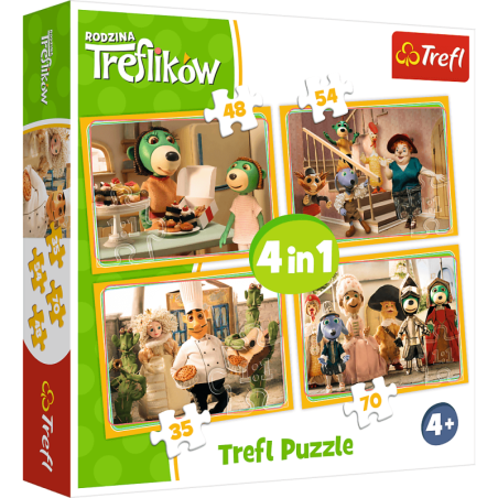 kidsmagicstore.ro|Puzzle carton 4in1 35-70 piese Trefl Treflikow-Rodzina - pregatiri pentru bal, 34318 / 431378, 4+ ani47,47 lei42,72 leiTreflFara stoc5900511343182