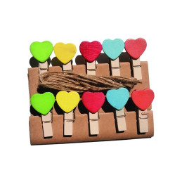 Accesorii creatie - lemn - carlig inimioare, set 10 buc, Colorarte