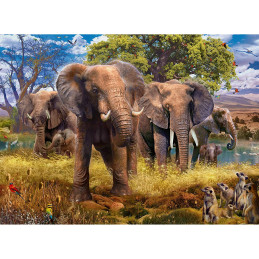 Puzzle Familie De Elefanti, 500 Piese