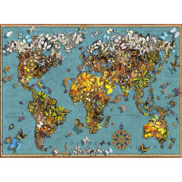 Puzzle Harta Lumii Fluturi, 500 Piese
