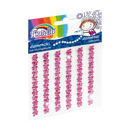 Accesorii creatie - diamante sirag plastic, roz, 9cm, autoadezive, flori, blister 6 buc, Fiorello, GR-DS05 / 170-2401