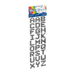 Accesorii creatie - diamante plastic, negru, 28-23mm, autoadezive, litere, blister 27 buc, Fiorello, GR-DS090-01 / 170-2476