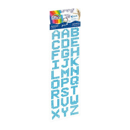 Accesorii creatie - diamante plastic, bleu, 28-23mm, autoadezive, litere, blister 27 buc, Fiorello, GR-DS090-03 / 170-2478