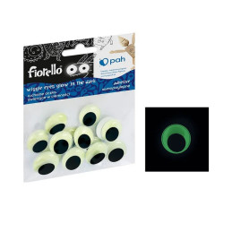 Accesorii creatie - ochi mari plastic, negru, 20mm, fosforescenti, set 15 buc, Fiorello, GR-KE15-20F / 170-2563