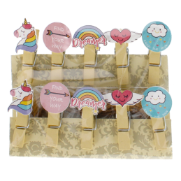 Accesorii creatie - lemn - carlig color emoticoane, set 10 buc, Craft With Fun, 439345