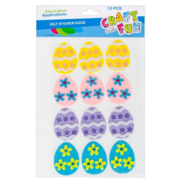 Accesorii creatie - oua fetru, 6cm, sticker Paste, diverse modele, set 12 buc, MegaCreative, 445965