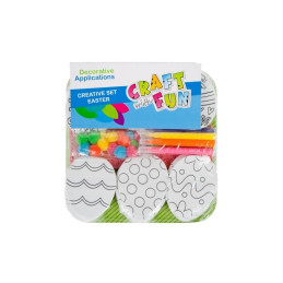 Accesorii creatie - oua, Pom Pom fetru, modele Paste, +6 carioci, set 54 buc, MegaCreative, 446392