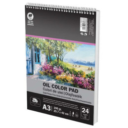 Bloc de desen A3 Pigna, Culori de ulei, 24 file, 190g/mp, cu spira