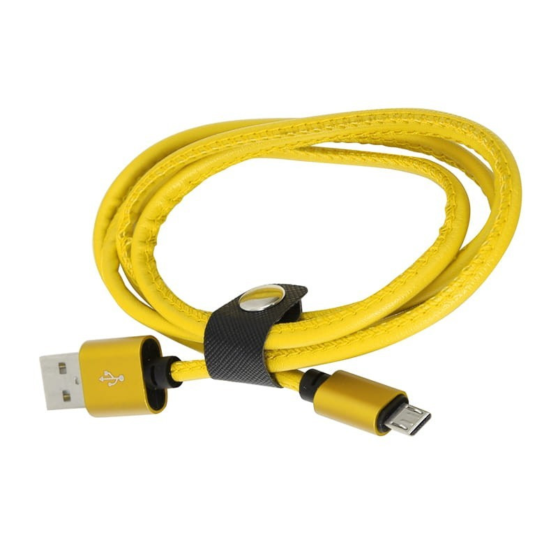 Cablu microUSB - USB A Platinet, 1m, imitatie piele, galben, 43296 Cablu microUSB - USB A Platinet, 1m, imitatie piele, galben, 43296