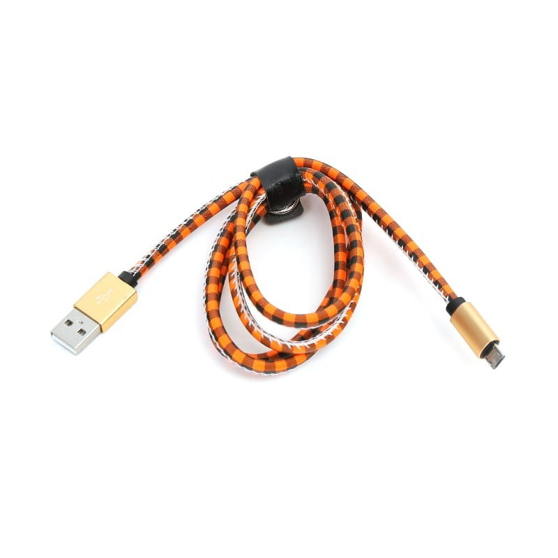 Cablu microUSB - USB A Platinet, 1m, imitatie piele, portocaliu cu negru, 43325 Cablu microUSB - USB A Platinet, 1m, imitatie piele, portocaliu cu negru, 43325