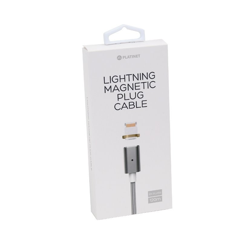 Cablu lightning (iPhone) - USB A Platinet, 1.2m, PVC, gri, 2 conectori magnetici, PUCMPIP1S, 43471 Cablu lightning (iPhone) - USB A Platinet, 1.2m, PVC, gri, 2 conectori magnetici, PUCMPIP1S, 43471