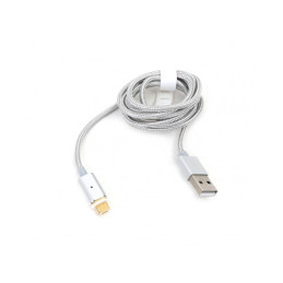 Cablu microUSB - USB A Platinet, 1.2m, PVC, gri, 2 conectori magnetici, PUCMPM1S, 43470