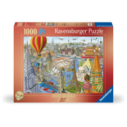 Ravensburger - Puzzle ocolul pamantului in 80 de zile 1000 piese design nou
