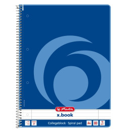 Caiet cu spirala A4 Herlitz X.Book Collegeblock, 80 file, dictando, colturi rotunjite, 70g/mp, 306423