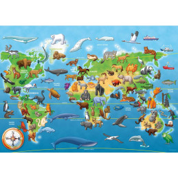 Ravensburger - Puzzle mare de podea harta animale 60 piese